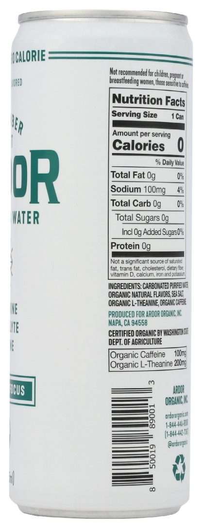 ARDOR ORGANIC: Cucumber Mint Sparkling Water, 12 FL OZ