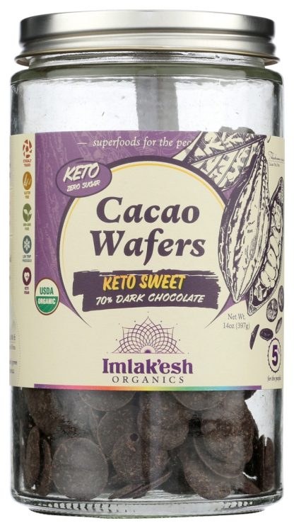 IMLAKESH ORGANICS: Cacao Wafers (Keto Sweet), 14 OZ