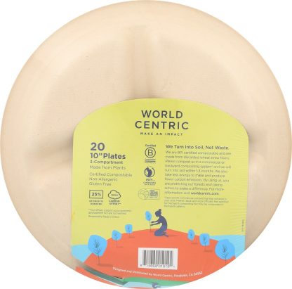 WORLD CENTRIC: 3-Compartment Fiber Plate, 20 pc