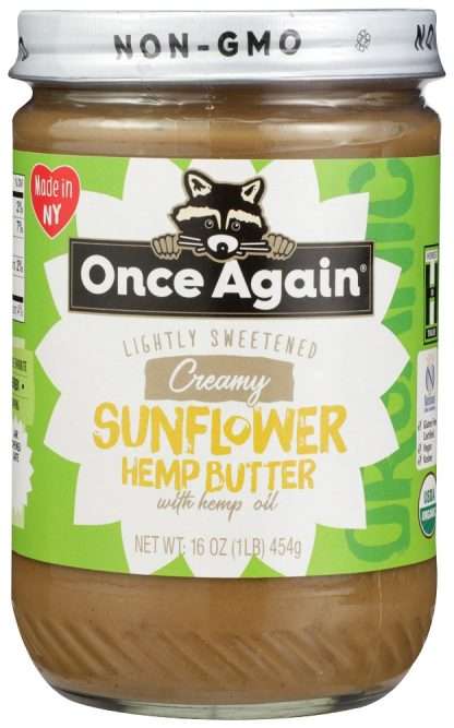ONCE AGAIN: Creamy Sunflower Hemp Butter with Hemp Oil, 16 oz