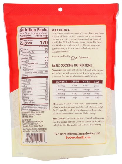 BOBS RED MILL: Organic Creamy Wheat Hot Cereal, 24 OZ