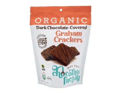NUT FREE CHOCALATE FACTORY: Dark Chocolate Covered Graham Crackers, 5.6 OZ