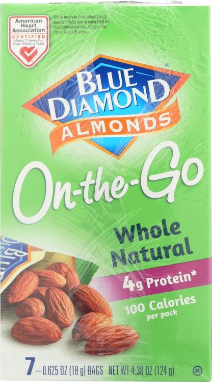 BLUE DIAMOND: Whole Natural On The Go Almonds 7Pk, 4.38 oz