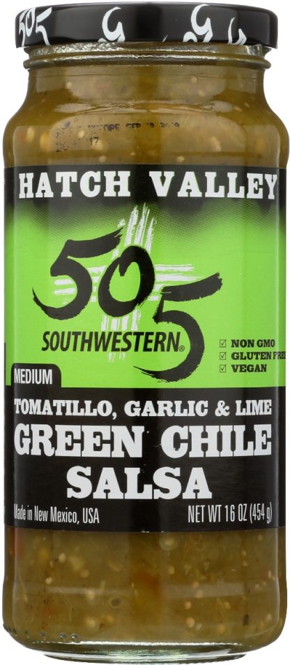 505 SOUTHWESTERN: Hatch Valley Tomatillo Garlic And Lime Salsa Medium, 16 oz