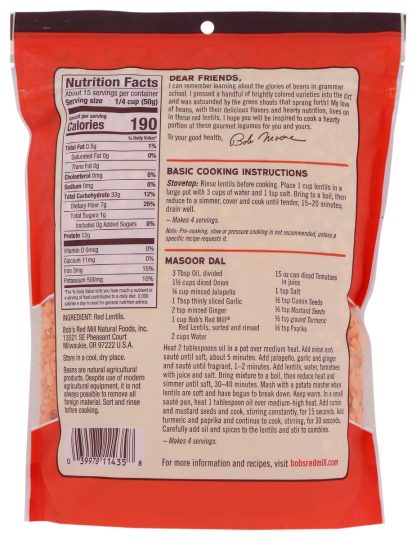 BOBS RED MILL: Red Lentils, 27 oz