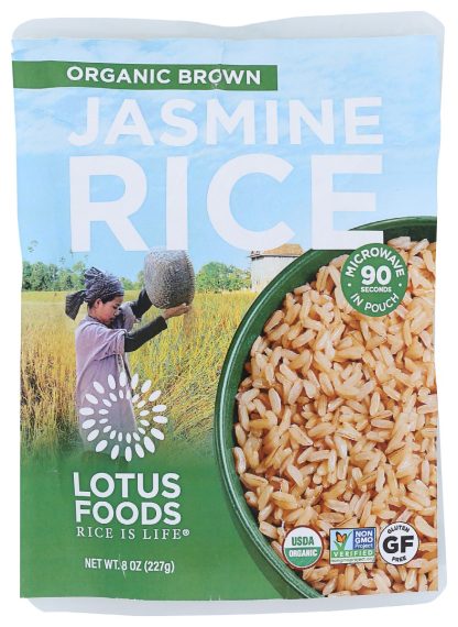 LOTUS FOODS: Rice Jasmine Brown Org, 8 oz