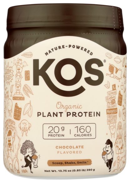 KOS: Organic Plant Protein Chocolate Powder, 13.75 oz