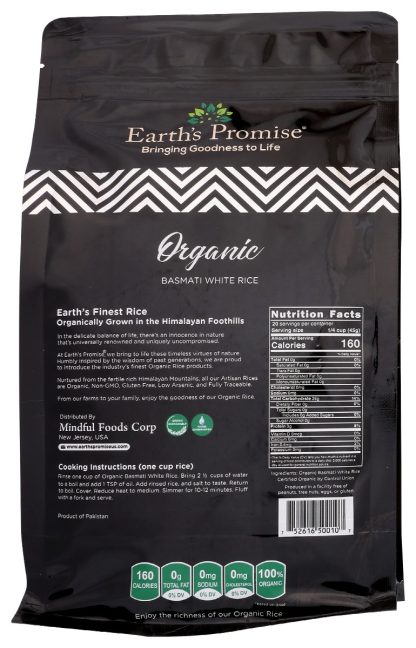 EARTH'S PROMISE: Organic Basmati White Rice, 2 lb