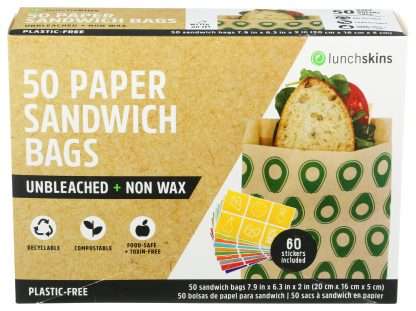 LUNCHSKINS: Paper Sandwich Bag Avocado, 50 ct