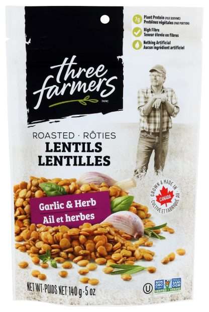 THREE FARMERS FOODS INC: Snack Lentil Garlic Herb, 140 gm