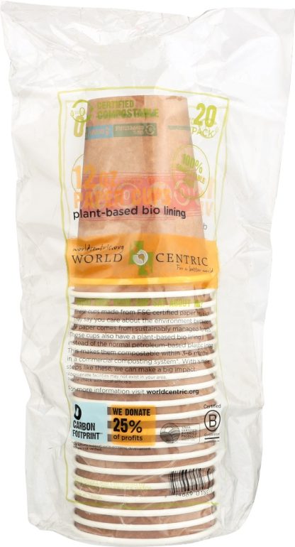 WORLD CENTRIC: Cup Paper Hot Compost 12Z, 20 pc