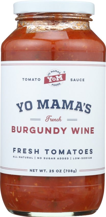 YO MAMAS FOODS: Sauce Tomato Burgndy Wine, 25 oz