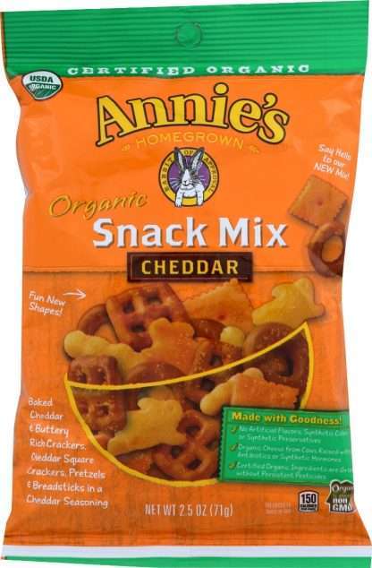 ANNIES HOMEGROWN: Snack Mix Cheddar Org, 2.5 oz