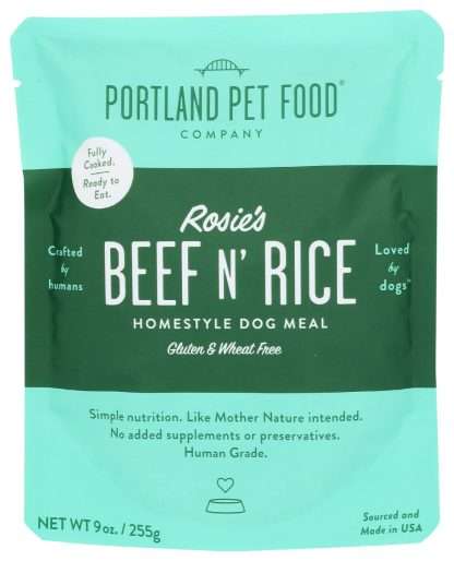 PORTLAND PET FOOD COMPANY: Rosies Beef N Rice Meal Pouch, 9 oz