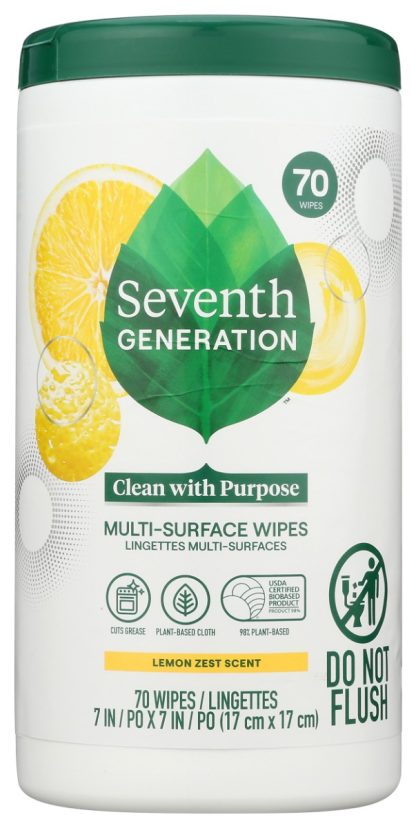 SEVENTH GENERATION: Multi Surface Wipes Lemon Zest, 70 pc