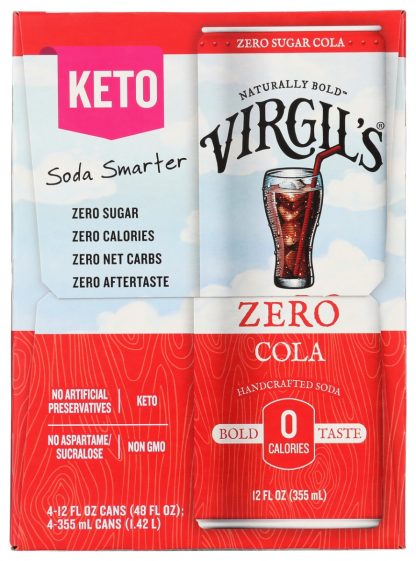 VIRGILS: Cola Zero Sugar 4Pk, 48 FL OZ