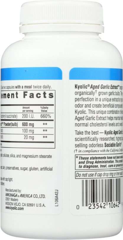 KYOLIC: Aged Garlic Extract Circulation Formula 106, 200 Capsules