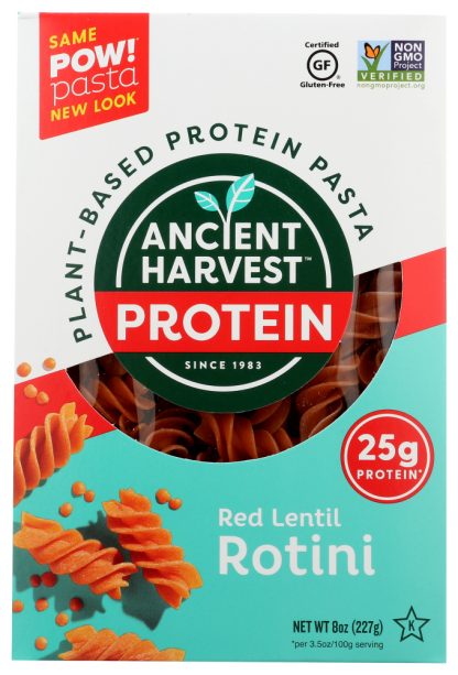 ANCIENT HARVEST: Plant Based Protein Pasta Red Lentil Rotini, 8 oz