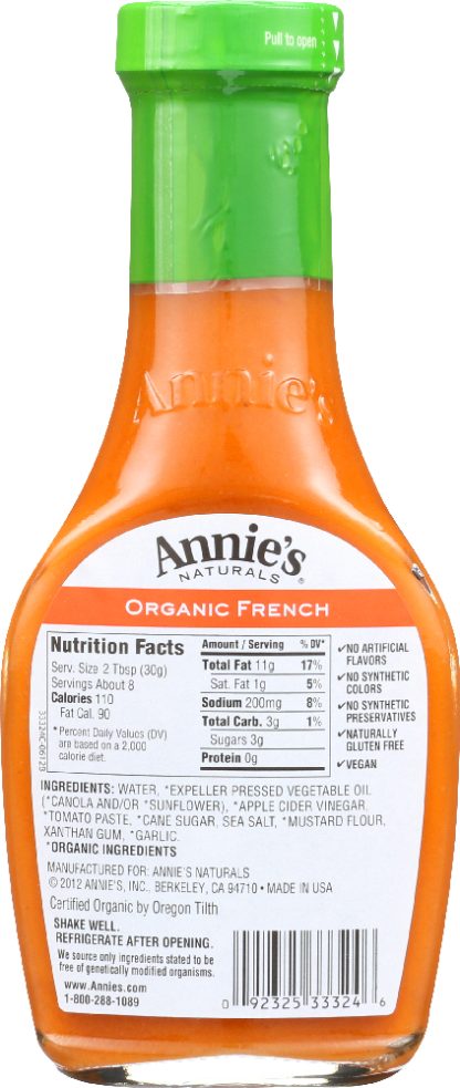 ANNIE'S NATURALS: Organic French Dressing, 8 oz