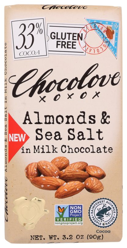 CHOCOLOVE: Almond And Sea Salt In Milk Chocolate, 3.2 oz