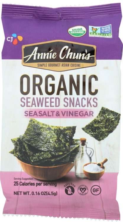 ANNIE CHUNS: Seaweed Snack Sea Salt & Vinegar Mini, 0.16 oz