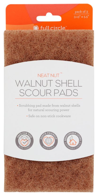 FULL CIRCLE HOME: Walnut Scour Pads, 3 pc