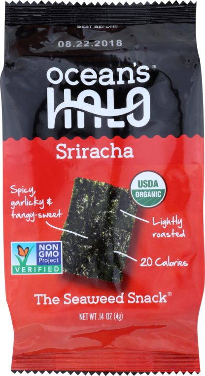 OCEANS HALO: Seaweed Snack Pack Sriracha, 0.14 oz
