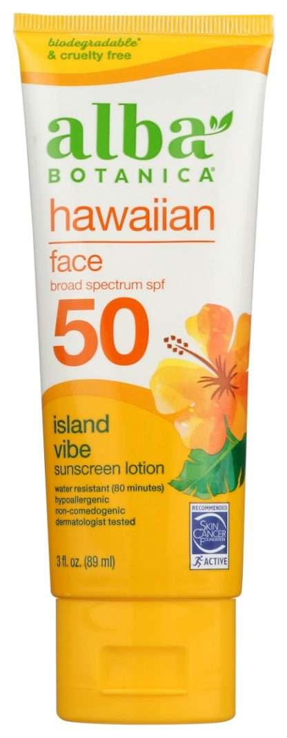ALBA BOTANICA: Hawaiian Face Island Vibe Sunscreen Lotion Spf 50, 3 oz
