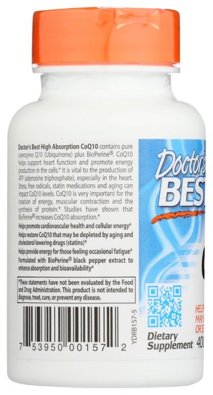 DOCTORS BEST: High Absorption CoQ10 with BioPerine 400mg, 60 vc