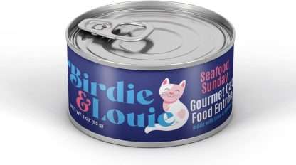BIRDIE & LOUIE: Seafood Sunday Tuna and Shrimp Wet Cat Food Gourmet Entrees, 3 oz