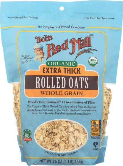 BOBS RED MILL: Organic Extra Thick Rolled Oats, 16 oz