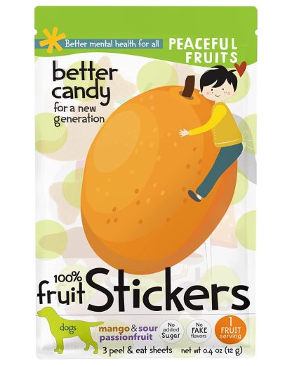 PEACEFUL FRUITS: Mango Passionfruit Candy Stickers, 0.4 oz