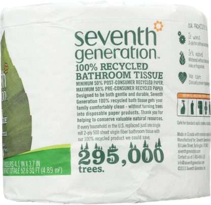 SEVENTH GENERATION: 100 Percent Recycled Bathroom Tissue 2 Ply, 1 ea