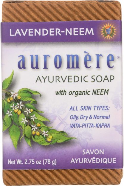 AUROMERE: Lavender Neem Ayurvedic Soap Bar, 2.75 oz