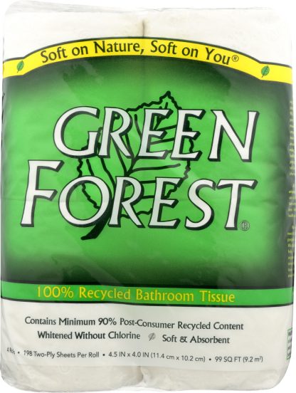 GREEN FOREST: Bath Tissue White 4 Rolls 198 Sheets, 1 ea