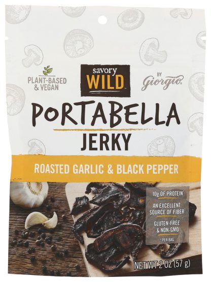 SAVORY WILD: Roasted Garlic & Black Pepper Portabella Jerky, 2 oz
