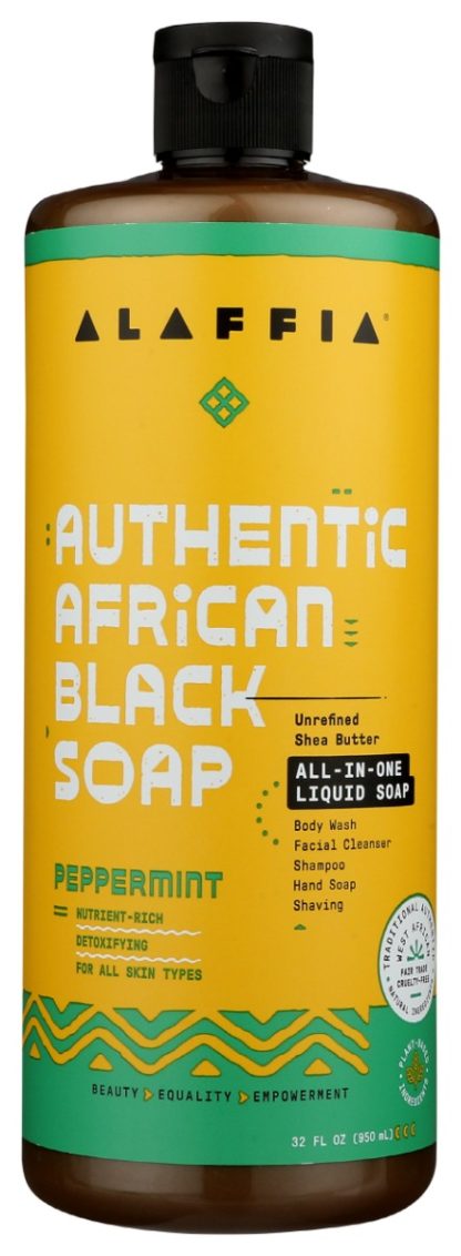 ALAFFIA: Soap Auth Blk Peppermint, 32 FL OZ