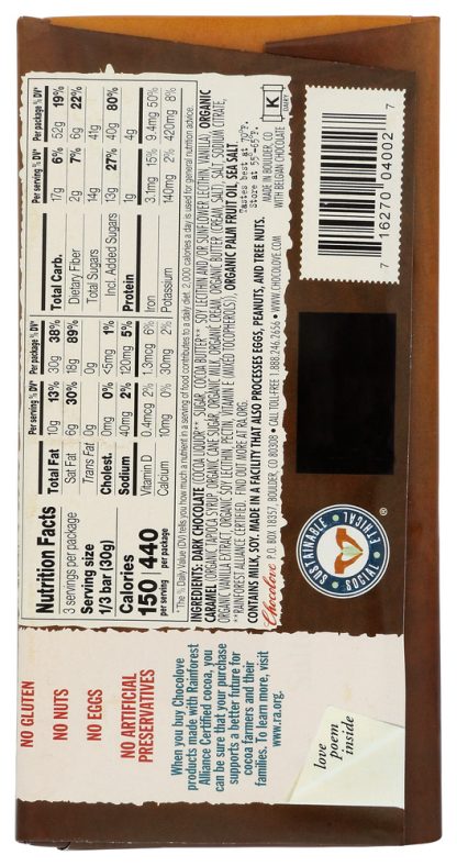CHOCOLOVE: Dark Chocolate Caramel Bar, 3.2 oz