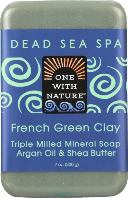 ONE WITH NATURE: French Green Clay Triple Milled Mineral Bar Soap Argan Oil & Shea Butter, 7 oz