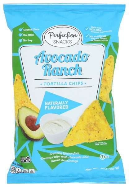 PERFECTION SNACKS: Avocado Ranch Tortilla Chips Gluten Free, 8 oz