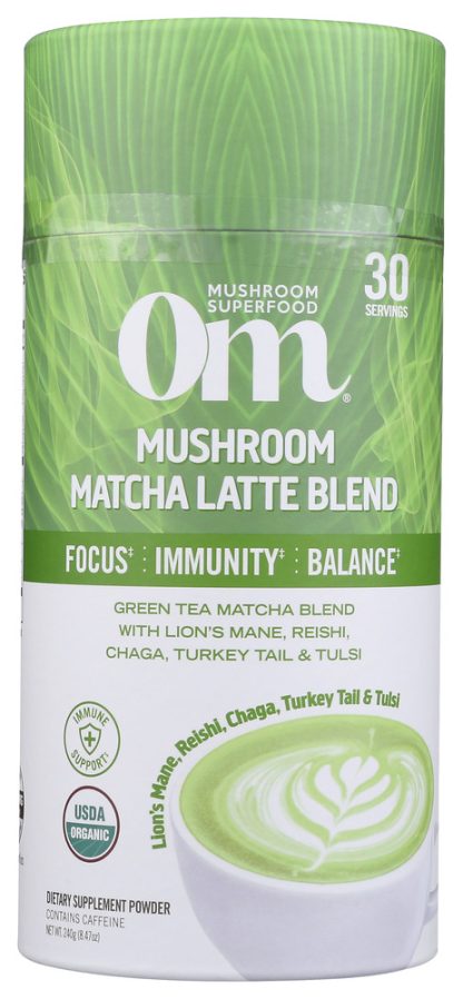 OM MUSHROOMS: Mushroom Matcha Latte Blend, 240 gm