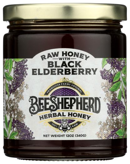 BEE SHEPHERD: Black Elderberry Raw Honey, 12 oz