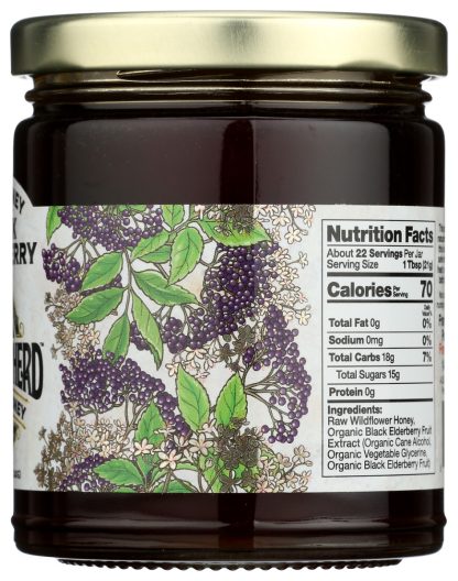 BEE SHEPHERD: Black Elderberry Raw Honey, 12 oz